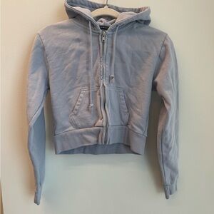 Brandy Melville Light Purple Fleece Full Zip Cropped Hoodie